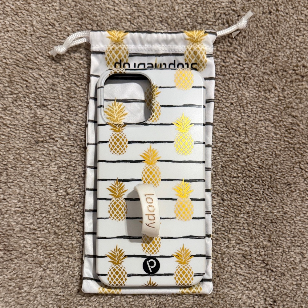 Loopy Case Pineapple Design Phone Case - iPhone 12 Pro Max White and Gold